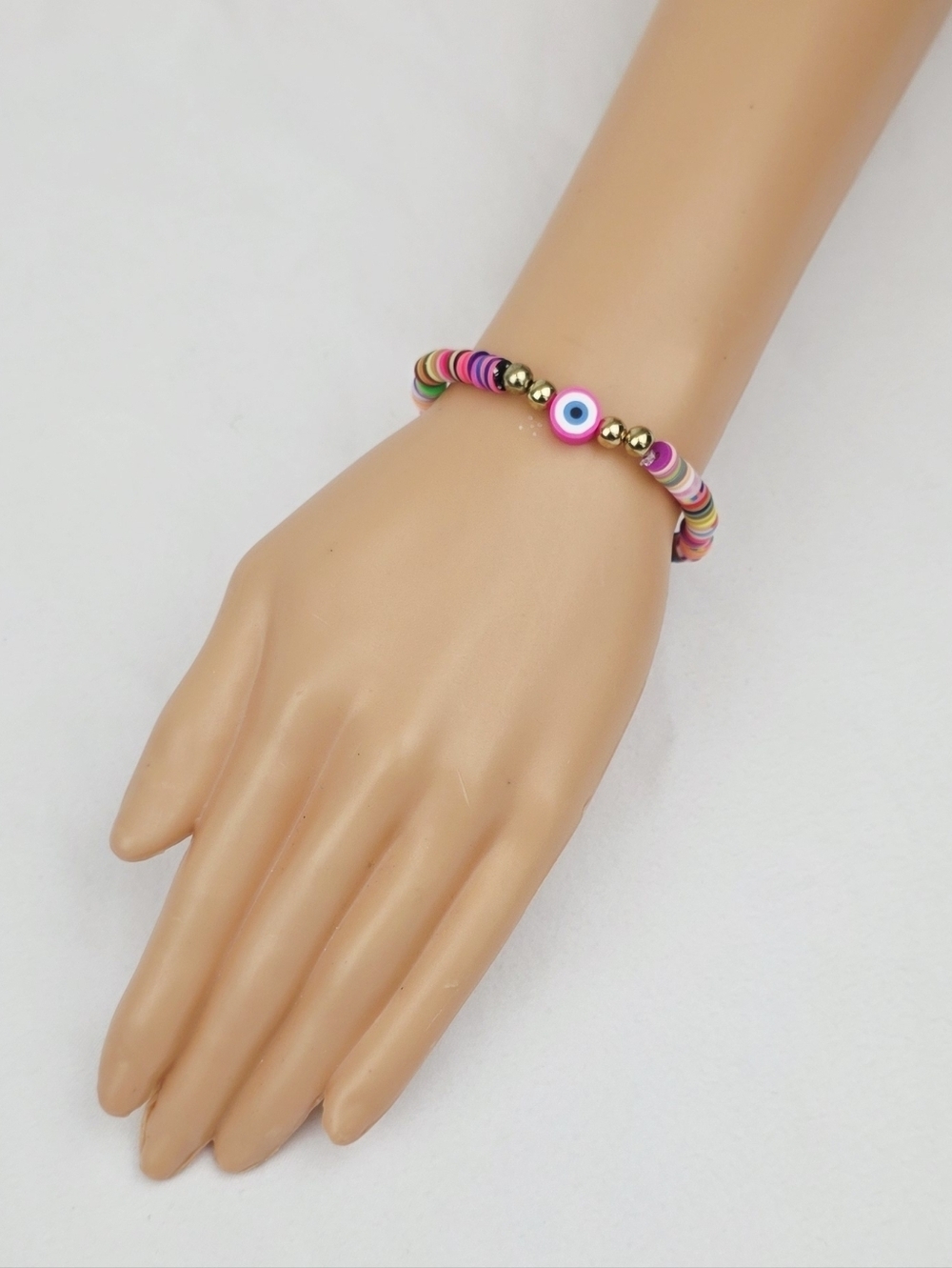 Handmade Clay Bead Multi Color Bracelet